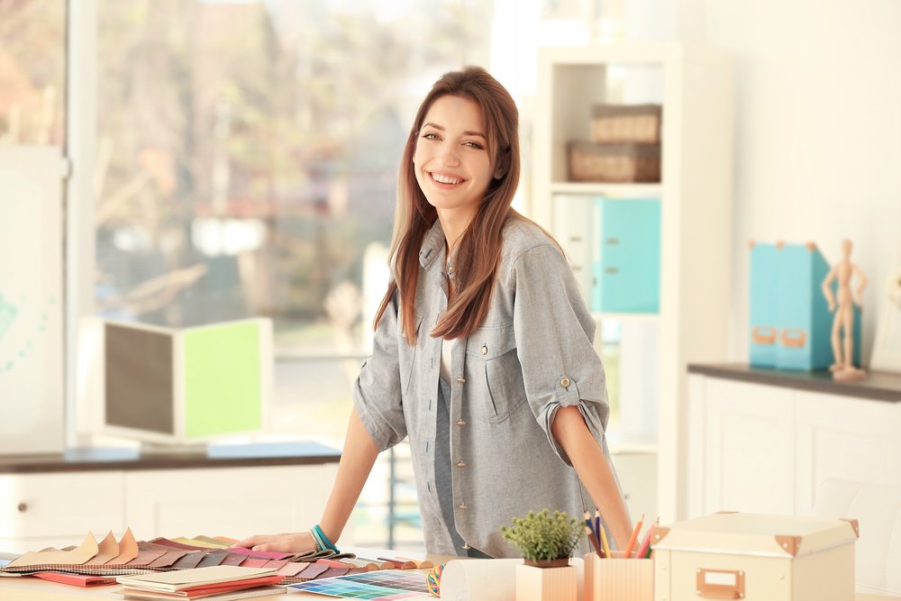 Young Creative Designer Working at Her Office